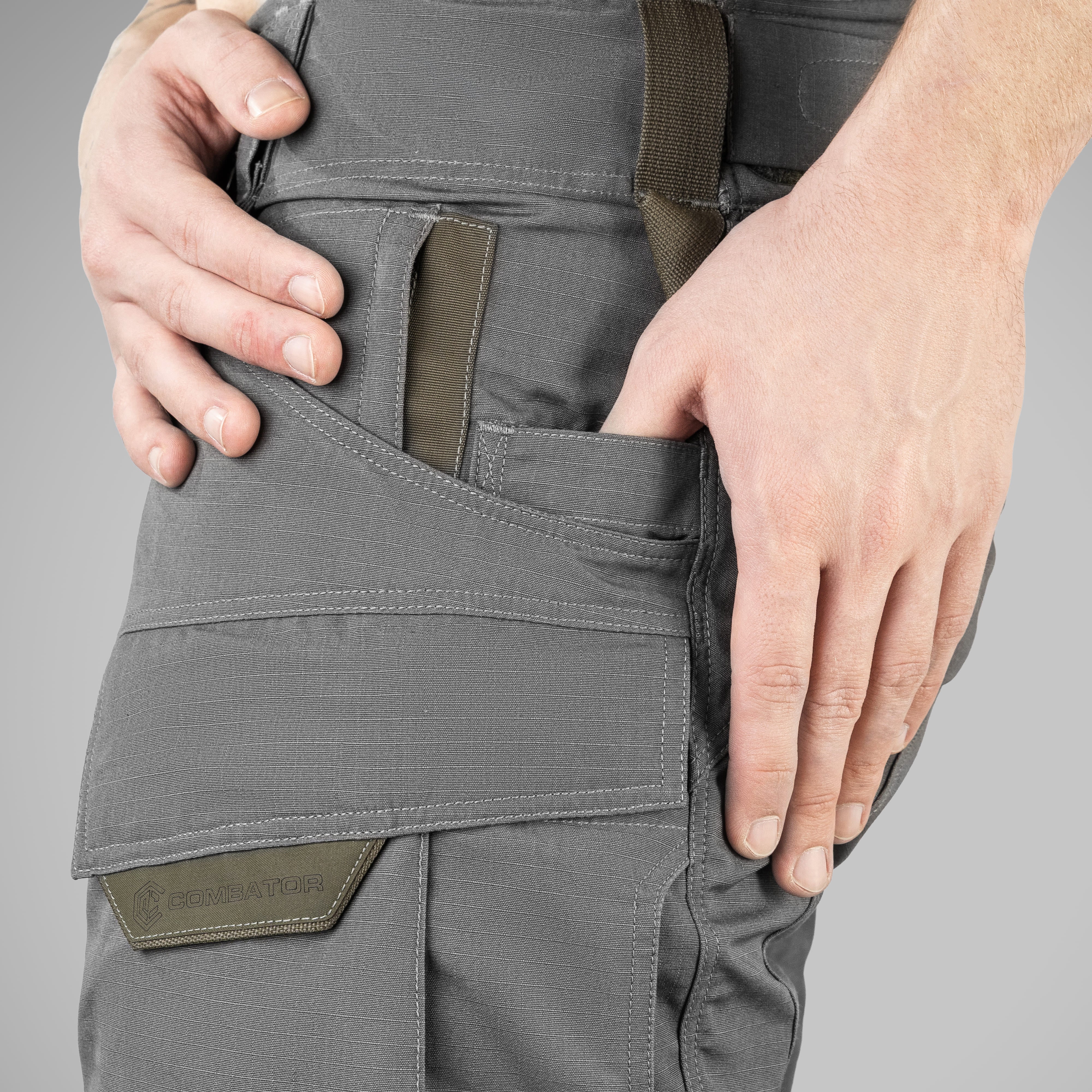 Pantalon tactique WROOM COMBATOR, NyCo Ripstop, avec système de genouillères dissimulé, couleur Urban Grey