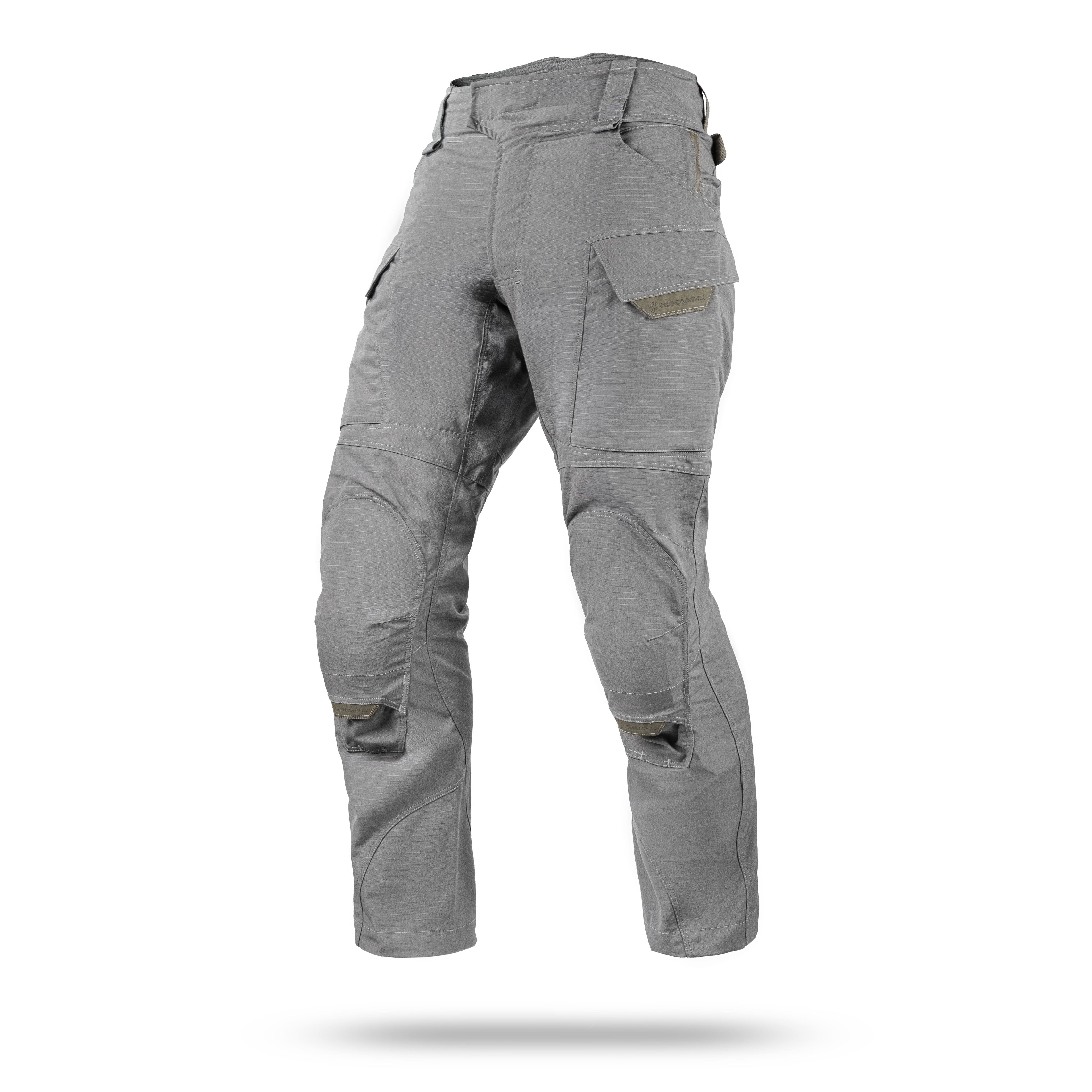 Spodnie taktyczne WROOM COMBATOR, NyCo Ripstop, z systemem ukrytych ochraniaczy kolan, Kolor Urban Grey