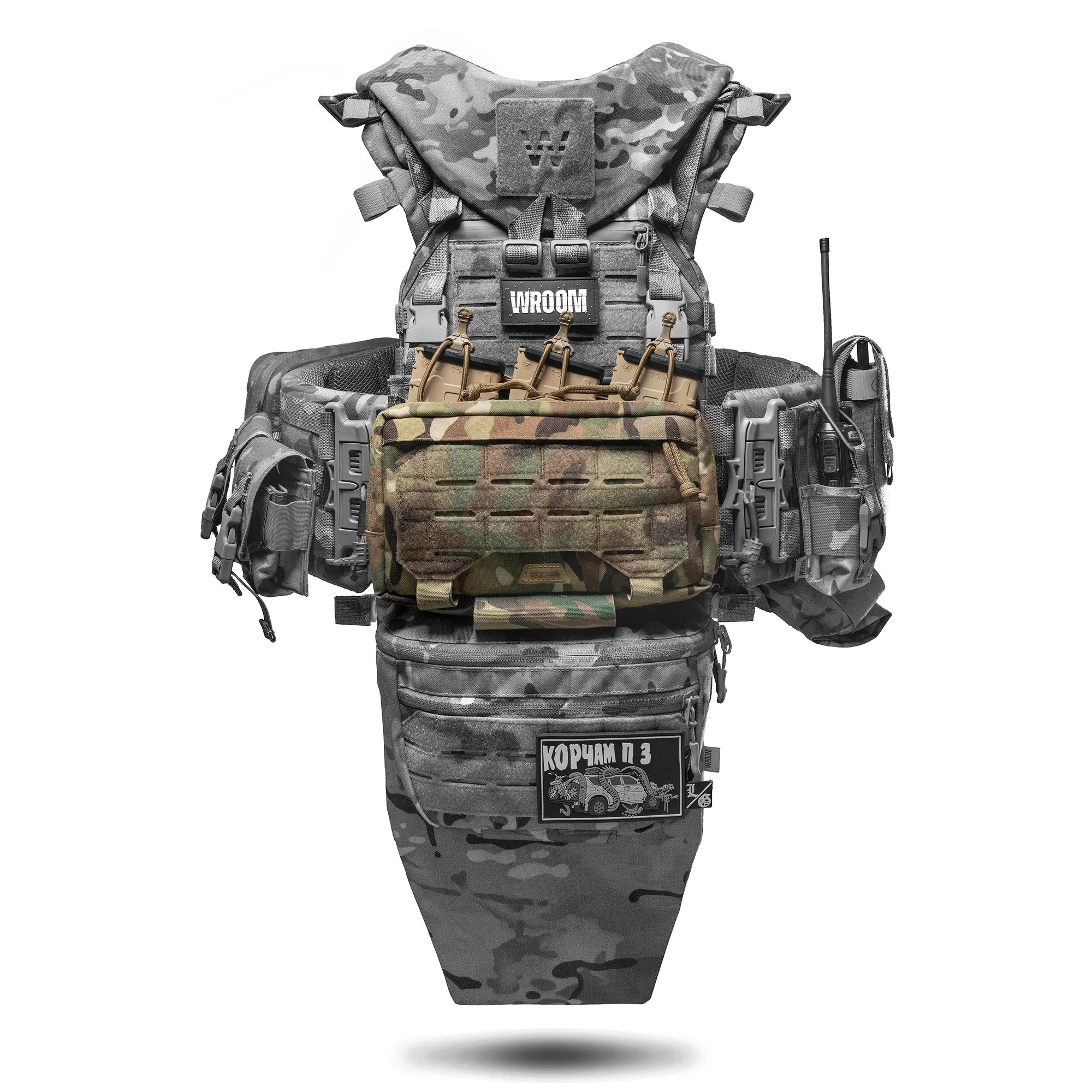 WROOM Utility Admin Pouch for 3 Magazines, MOLLE System, Color Multicam