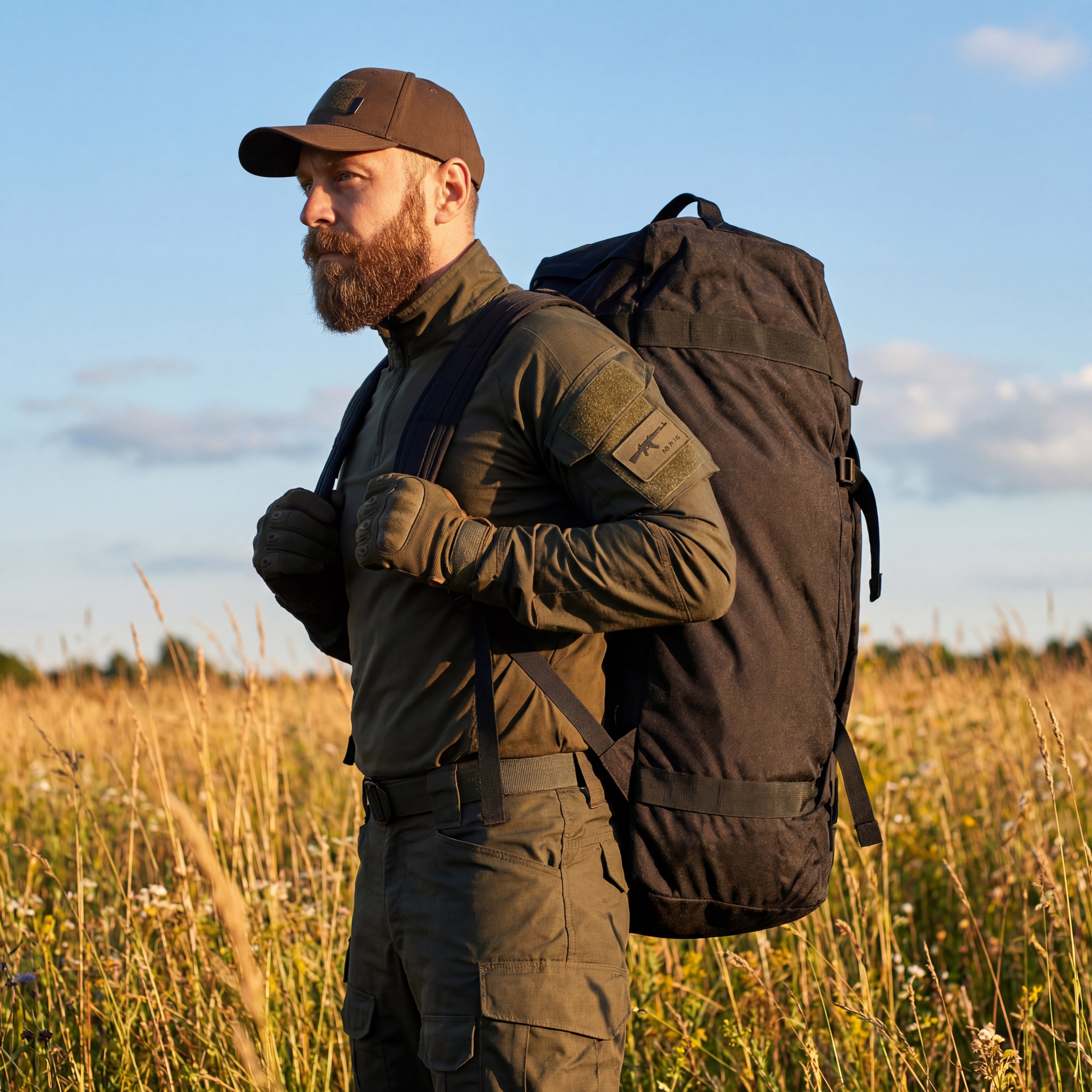 WROOM 100L Tactical Duffle Bag. Cordura 500D. Waterproof. Color Black