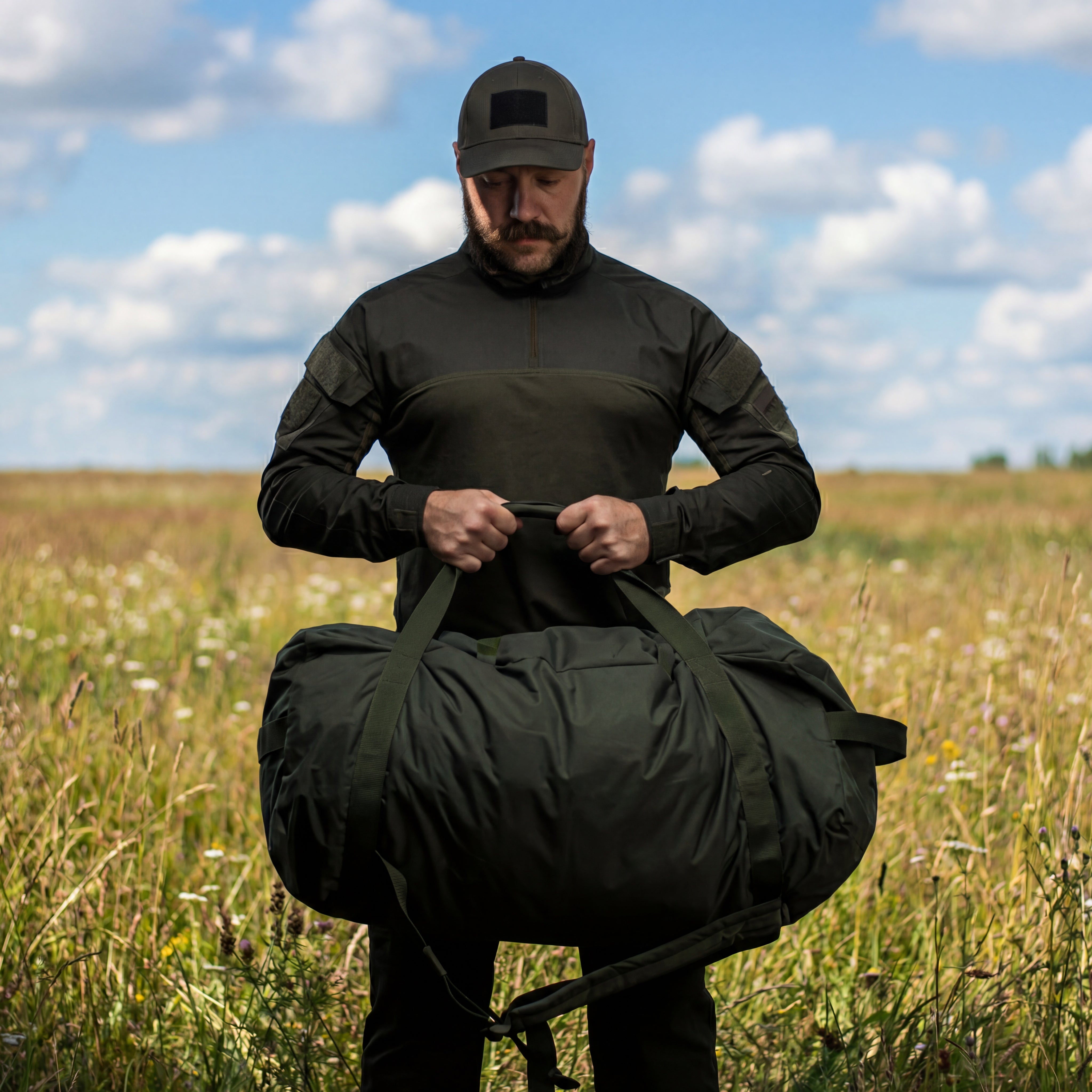 WROOM 100L Tactical Duffle Bag. Cordura 500D. Waterproof. Color Olive